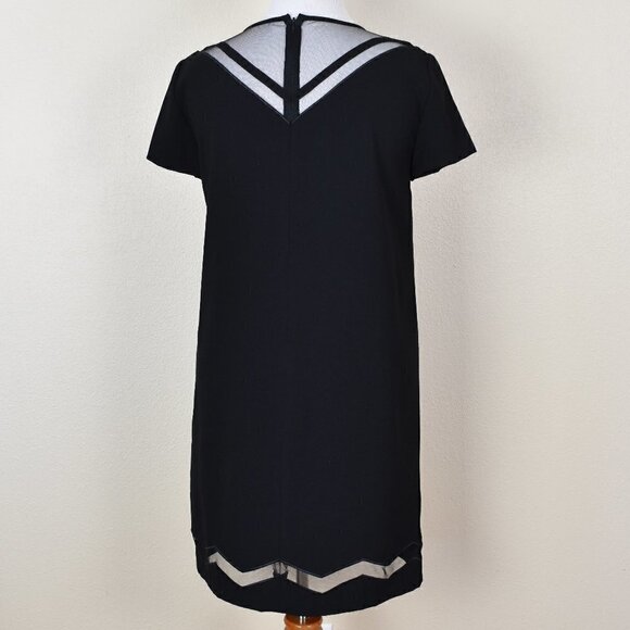 Tahari Arthur S. Levine Mesh Stripe Cut Out Black Dress 10 - Picture 5 of 8